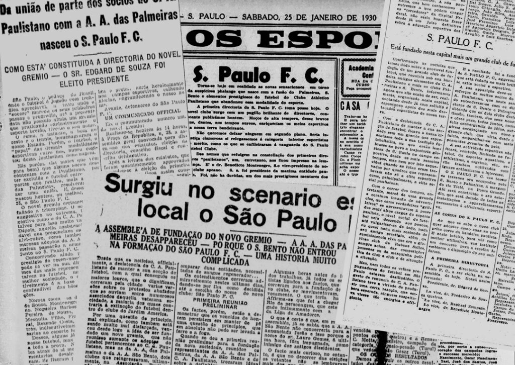 Notícias sobre a fundação do São Paulo Futebol Clube.