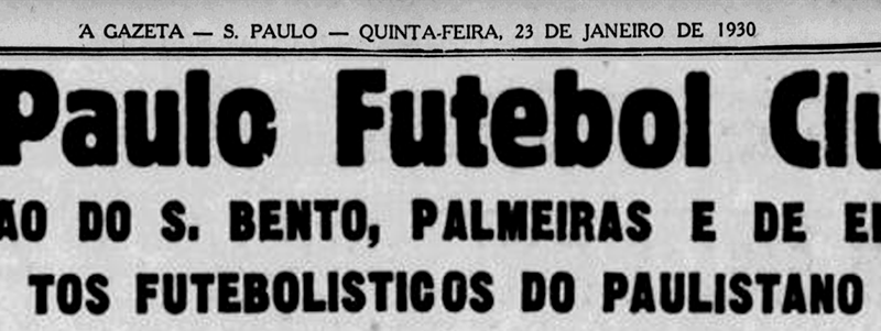 Jornal fundação São Paulo Futebol Clube.